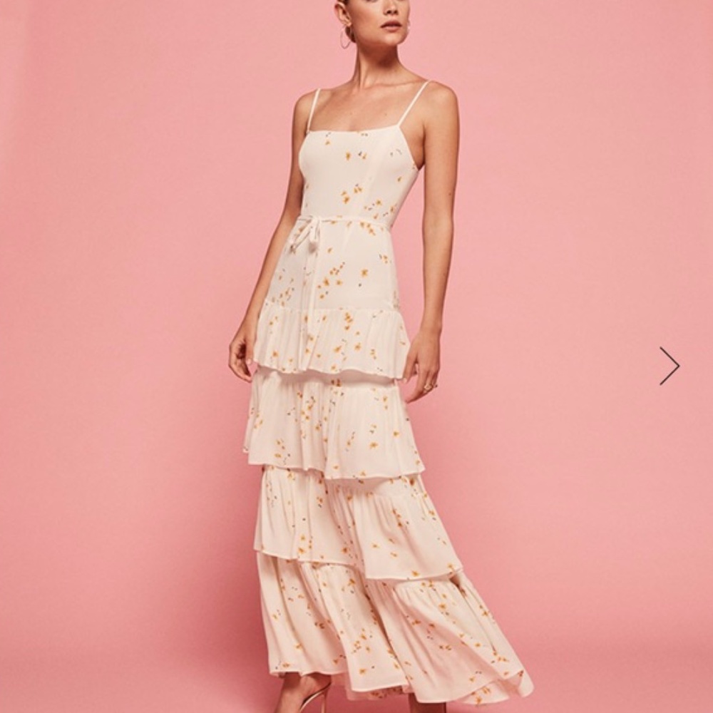 Reformation Foxglove Maxi tiered Dress- Opium - Picture 2 of 10